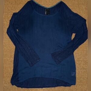 T shirt by Dolan Anthropologie Brookvale Navy Blue Mixed Media Long Sleeve Top M